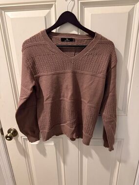 Lillusory Cozy Knit V-Neck Sweater in Mauve Size S